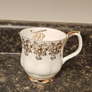Gold and White Anniversary Mug Royal ALBERT